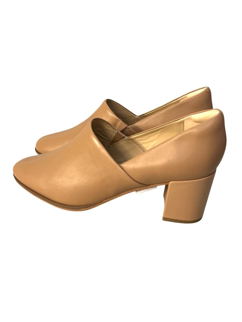 Clarks Freva 55 Lily Praline Leather Block Heel Court Pumps Womens 10 M